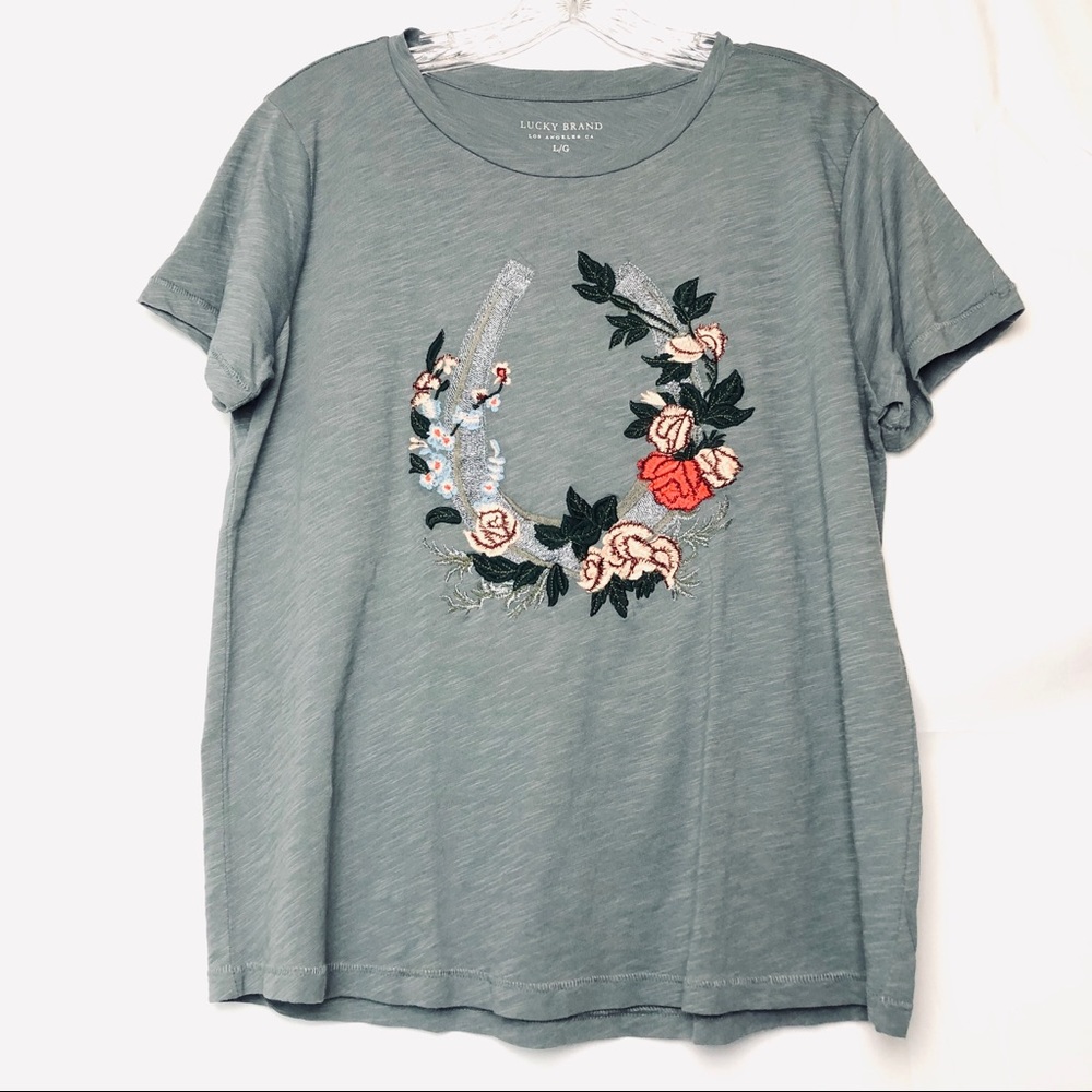 🍀Lucky Brand 🍀Embroidered Tee